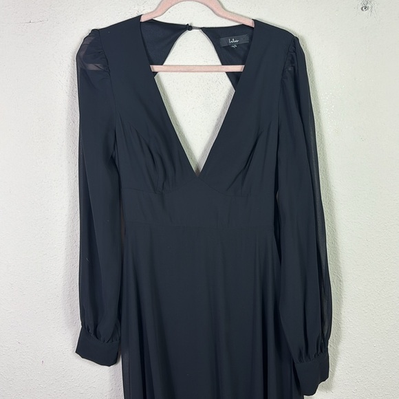 Lulus Talk About Divine Black Long Sleeve Backless Maxi Dress size medium - Picture 6 of 12
